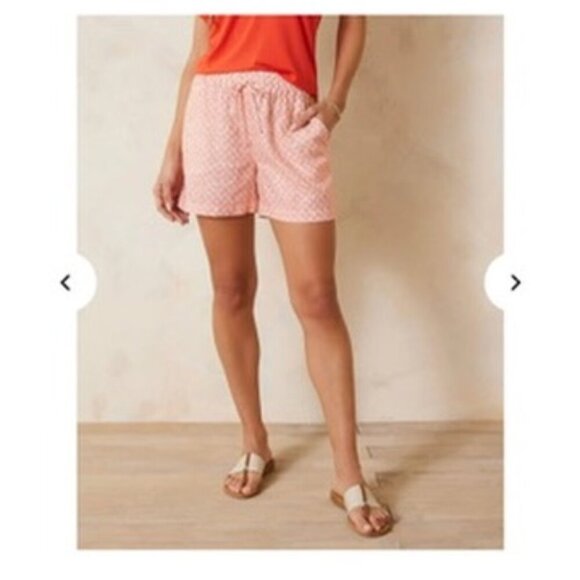 Tommy Bahama Women's 5-Inch Summering Shells HR Easy Linen Shorts - Pure Coral S - Picture 13 of 13